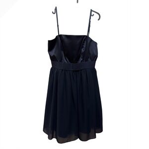 Jakes Navy Satin Bow Spaghetti Strap A Line Dress size 10